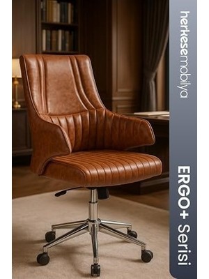 Prime Kahverengi Deri Ofis Çalışma Koltuğu