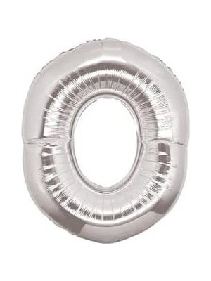 Prime - 0 Rakamı Gümüş Folyo Balon 16 Inch 40 cm