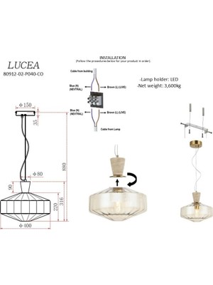 Prime Fulvina 40'lık Tekli Sarkıt 1*E27