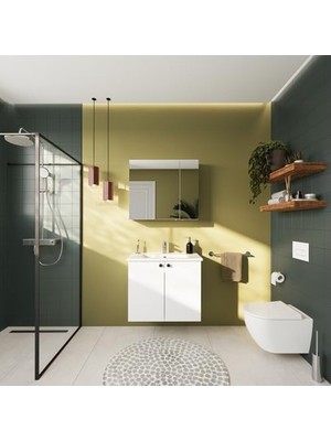 Prime Shift T20 Aynalı Banyo Dolabı 81006, 80 Cm, Sağ Kapaklı, Parlak Beyaz