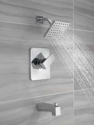 Prime Modern Tek Saplı Krom Küvet ve Duş Kiti, Tek Püskürtmeli Dokunmatik Duş Başlıklı Duş Bataryası, Krom T14467-PP (Valf Dahil Değildir)