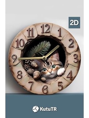 Prime Patili Dostlarınız Için Patili Saat – Kedi Temalı Doğal Duvar Saati SDW007