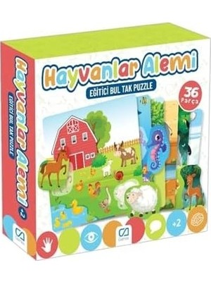 Prime Hayvanlar Alemi 36 Parça 2+ Yaş Çocuklar Için Eğitici Bul-Tak Yapboz Puzzle