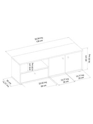 Prime Pao Kapaklı Minimal Tv Sehpası – 136 cm Beyaz/antik Ceviz