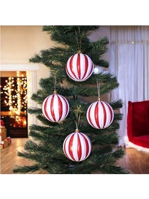 Prime Yılbaşı Topu 8 cm 4lü Kırmızı Beyaz Süs