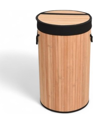 Prime El Yapımı Hasır Katlanır Çamaşır Sepeti Yuvarlak 55 Litre (35CM*35CM*61CM), Doğal Malzemeden Üretilmiş Çamaşırlık