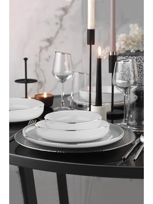 Prime Porselen 18 Parça 6 Kişilik Yemek Takımı Platin