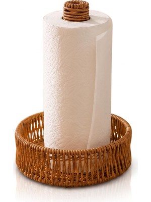 Arvale Doğal Rattan Kağıt Havluluk Masaüstü Havlu Standı Dekoratif Havluluk