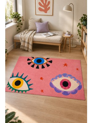 Rugs Modern Halı Mira Nova Özel Tasarım Pudra, Kırmızı ve Bej Ince Dokuma Salon Halısı