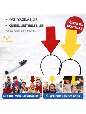 Die Grup Mey Ithalat® Kişiselleştirilebilir Ok Işaretli Mesaj Tacı (2’li Set Sarı-Kırmızı)