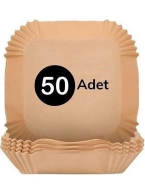 Ollevra 50 Adet Air Fryer Pişirme Kağıdı Tek Kullanımlık Hava Fritöz Yağ Geçirmez Yapışmaz Kare Tabak Model
