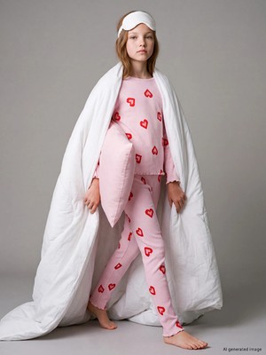 Lc Waikiki Yeni Sezon Pembe Bisiklet Yaka Baskılı Kız Çocuk Pijama Takım