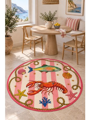 Rugs Modern Halı Mila Muse Özel Tasarım Kırık Beyaz, Pudra ve Kırmızı Ince Dokuma Salon Halısı