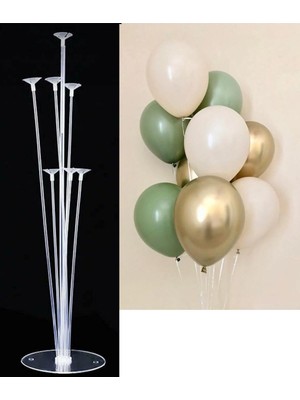 Ms 10 Adet 12 Inç Balon ve Balon Standı (Krom Gold Küf)