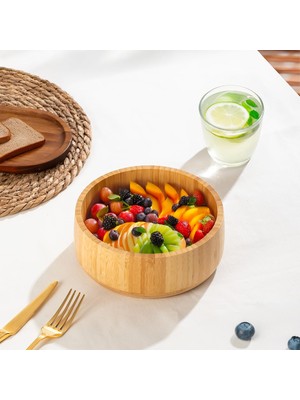 Porsima 2074 Orta Boy Doğal Bambu Salata Kasesi 18CM