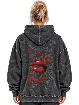 Sevbano Red Hot Chili Peppers Rock Metal Müzik Grubu Baskılı Unisex Oversize Yıkamalı Hoodie Sweatshirt