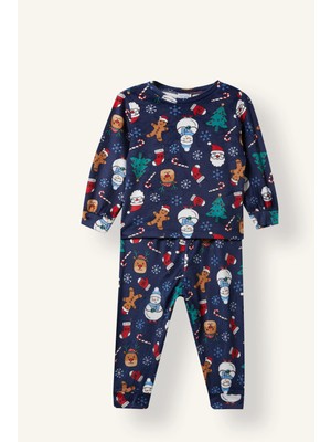 DeFacto Bisiklet Yaka Baskılı Kadife 2'li Pijama Takımı Erkek Bebek I2474A526CW