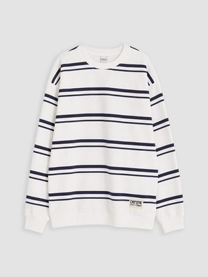 Lc Waikiki Yeni Sezon Lacivert Çizgili Erkek Çocuk Sweatshirt