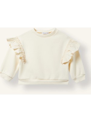 DeFacto Bisiklet Yaka Fırfır Detaylı İçi Yumuşak Tüylü Basic Sweatshirt Kız Bebek I5286A526WN