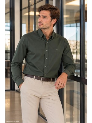 Modaplaza Erkek Çizgili Örme Slimfit Uzun Kol Gömlek 71