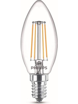 MSP LED Classic 40W B35 LED Mum Filament Ampul, 2700K Beyaz Işık, E14 Ince Duy, Dim Edilmez, 2'li Ekopaket