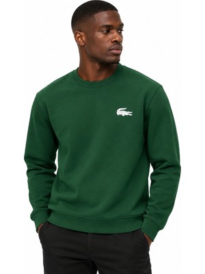 Lacoste Bisiklet Yaka Logo Baskılı Sweatshirt