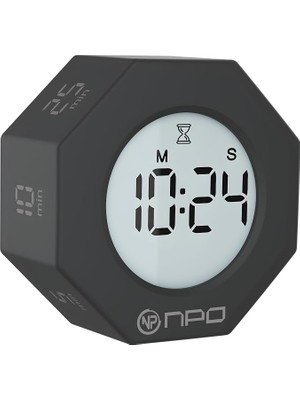 MSP NPT22C Alarmlı G-Sensör Otomatik Zamanlayıcılı Küp Kronometre Pomodoro Motivasyon Saati (Siyah)