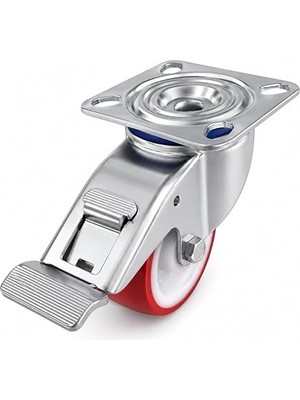 MSP Döner Tablalı Frenli Teker 1 Adet 80X32 mm Kırmızı Sanayi Tipi Mobilya Makine Tekerleği