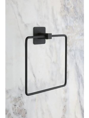 Yapışkanlı Kare Havluluk, Siyah Renkli Metal Askı