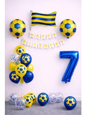 MSP Lacivert 7 Yaş Futbol Temalı Doğum Günü Balon Seti