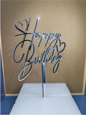 MSP Birthday Pleksi Pasta Süsü Gümüş