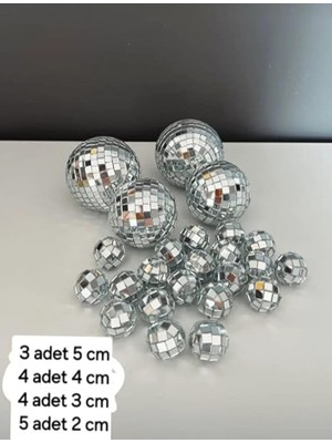 MSP Parça Disko Topu Pasta Süsü Seti-[ 2 Cm-3 Cm-4 Cm-5 Cm] Aynalı Küreler-Pasta ve Parti Dekorasyonu