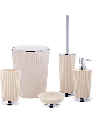 MSP Nely Banyo Seti, 5 Parça, Plastik, Bej/krom