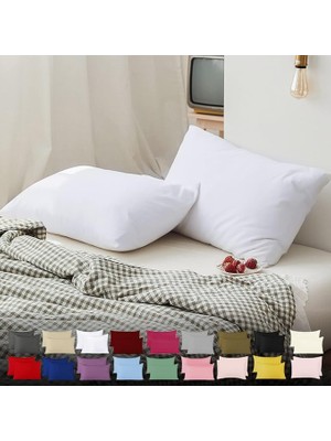 MSP Pamuklu 2’li Beyaz Yastık Kılıfı 50 x 70 cm Kapaklı