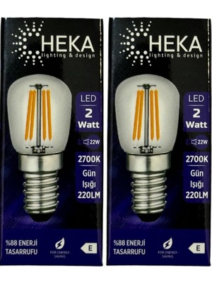 MSP LED Ampul, 2W (22W Eşdeğer), 2700K Sarı Işık, E14 Duylu, Rustik, 2 Adet