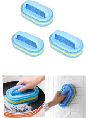 3 Adet Dayanıklı Sünger Fırça 3 Katlı Lavabo Mutfak Banyo Fayans Duşakabin Bulaşık Yıkama