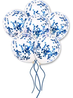 MSP Winky Mavi Konfetili Şeffaf Balon 10 Adet Içi Gözüken Pullu Balon Balon Pulu Renksiz Balon WINKY561