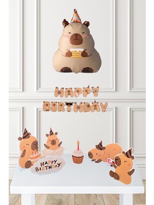 MSP Konsept Doğum Günü Seti Capybara Balon Zinciri Banner ve Masa Üstü Panolu Set 206