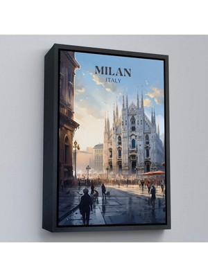 Uslucan Alışveriş Ahşap Çerçeveli Milan Italya TABLOSU-7693