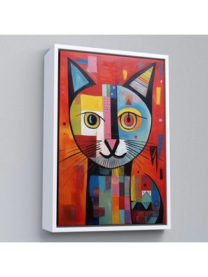Uslucan Alışveriş Ahşap Çerçeveli Pablo Picasso Tarzı - Soyut Renkli Kedi TABLO-7372