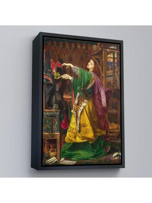 Uslucan Alışveriş Ahşap Çerçeveli Frederick Sandys'in 1864 Tarihli Bir Cadı TABLOSU-7304