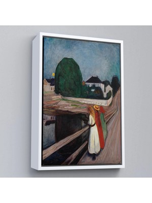 Uslucan Alışveriş Ahşap Çerçeveli Edvard Munch - Köprüdeki Kızlar Tablo - The Girls On The BRIDGE-7429