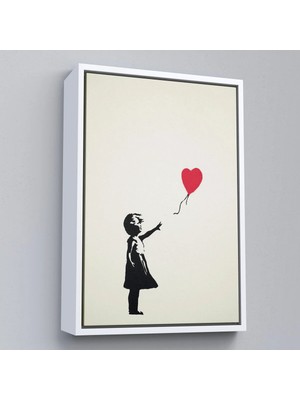 Uslucan Alışveriş Ahşap Çerçeveli Banksy - Balonlu Kız Tablo - Girl With BALLOON-7310