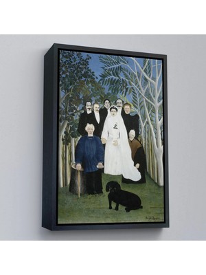 Uslucan Alışveriş Ahşap Çerçeveli Henri Emilien Rousseau - Düğün Partisi Tablosu - The Wedding PARTY-7436