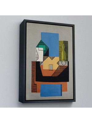 Uslucan Alışveriş Ahşap Çerçeveli Pablo Picasso - Gitar, Şişe ve Meyve Kase TABLOSU-7317
