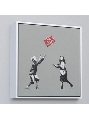 Uslucan Alışveriş Ahşap Çerçeveli Banksy No Ball Games TABLOSU-8352