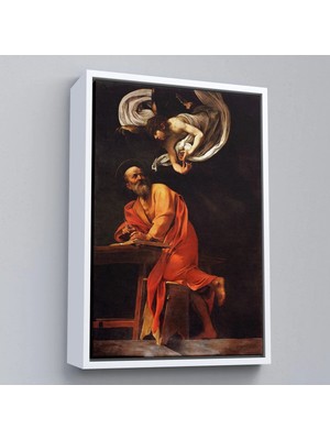 Uslucan Alışveriş Ahşap Çerçeveli Caravaggio - Aziz Matta ve Melek Tablosu - Saint Matthew And The ANGEL-7388