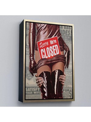 Uslucan Alışveriş Ahşap Çerçeveli Sorry We're Closed Tablo - Üzgünüm KAPALIYIZ-7705