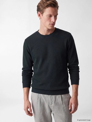 Lc Waikiki Yeni Sezon Yeşil Bisiklet Yaka Erkek Sweatshirt