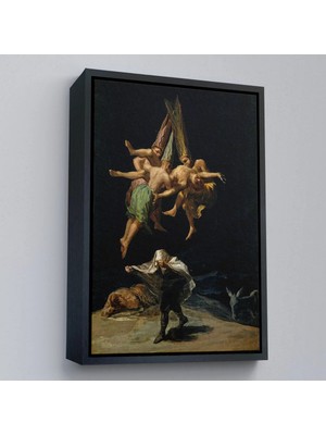 Uslucan Alışveriş Ahşap Çerçeveli Francisco Goya - Witches Flight Cadıların Uçusu TABLOSU-7794